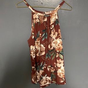 Burgundy flower high neck tank! So cute! Size large